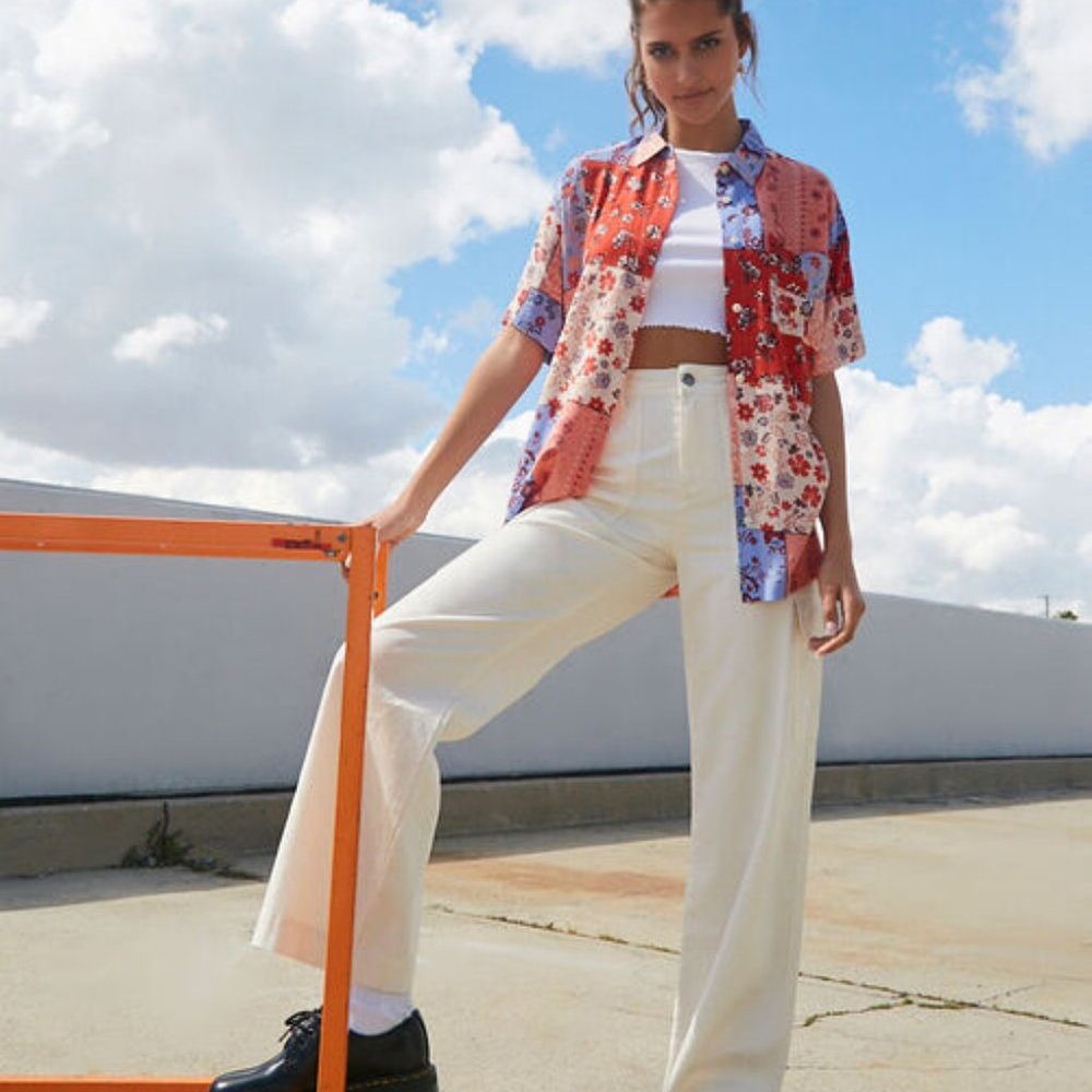 NWT Forever 21 Floral Patternblock Shirt Medium